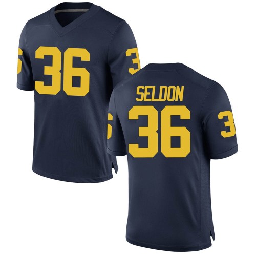 Andre Seldon Michigan Wolverines Men's NCAA #36 Navy Game Brand Jordan College Stitched Football Jersey XDQ8654TS